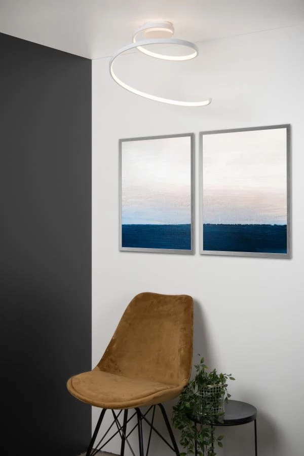 Lucide MAXENCE - Plafonnière - Ø 46 cm - LED 3 StepDim - 1x24W 3000K - Wit - sfeer 1